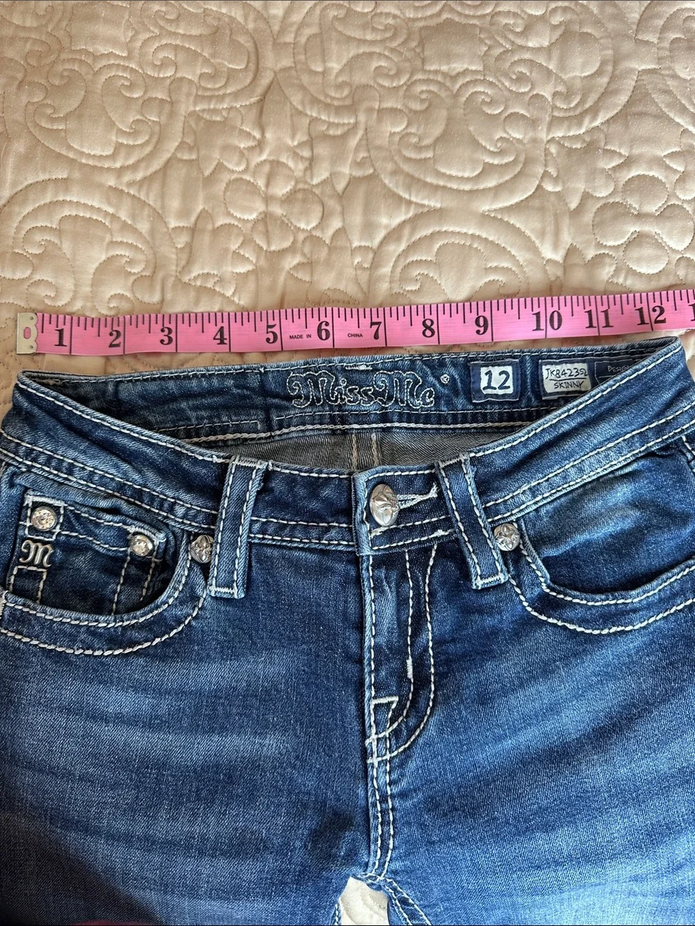 Miss Me Girls 12  Dark Wash Bootcut Jeans with Knee Whiskering